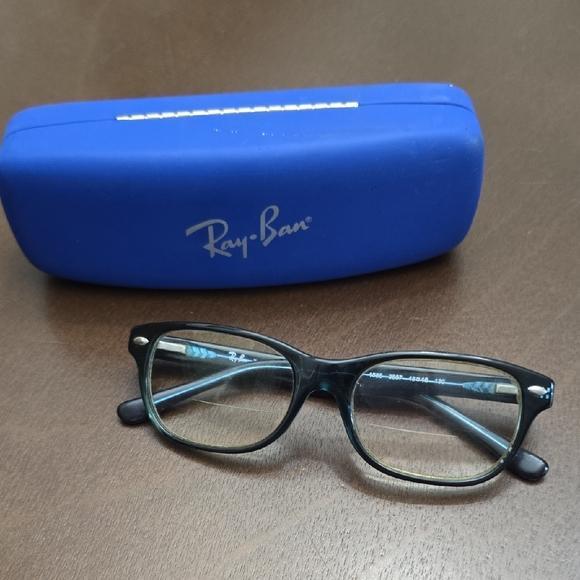 RAY-BAN Black Blue Glasses Frames w/Prescription Lenses & Blue Case